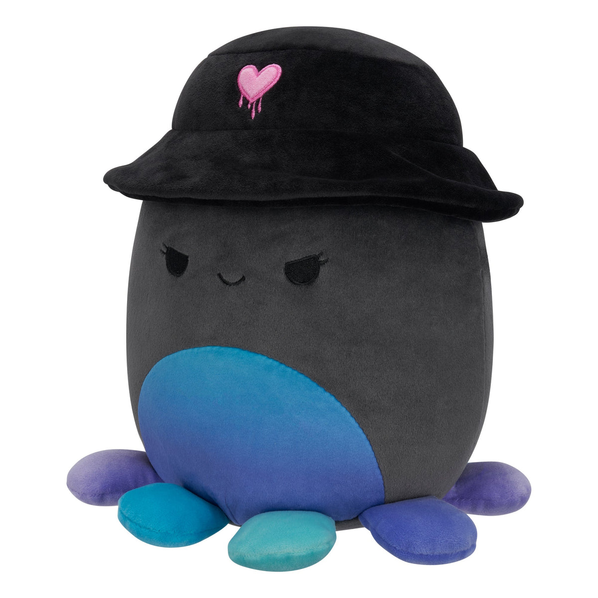8-Inch Yoko the Charcoal Grey Octopus with Bucket Hat