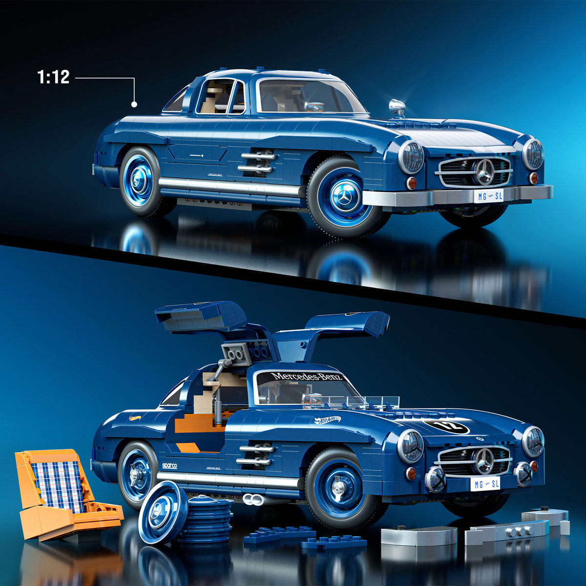Mattel Brick Shop Hot Wheels Mercedes-Benz 300 SL Building Set